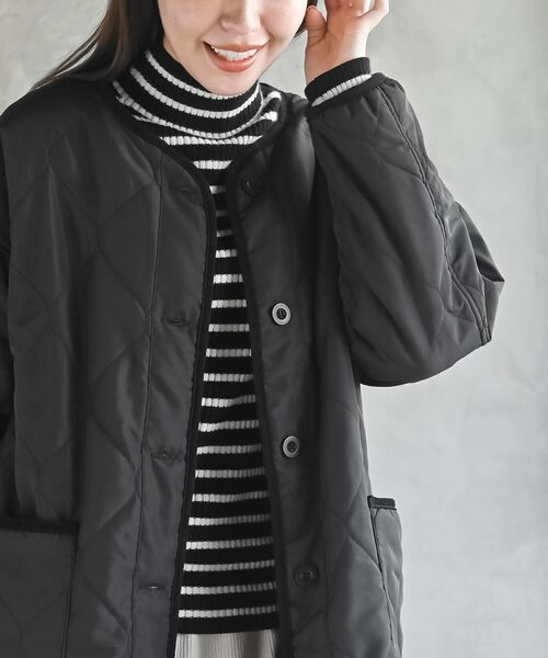 rps（アールピーエス）の「裏フリースキルトジャケット（その他アウター・レディース・ブラック/グレイッシュベージュ/カーキ・M/フリー）」の4枚目の写真