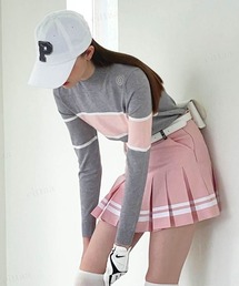 Dalfwin | 2022 AW 秋冬 韓国GOLF アシンメトリー配色ハイネックニット ゴルフウェア スポーツウェア(ニット/セーター)