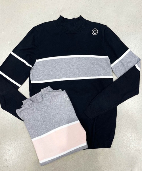 Dalfwin（ダールフィン）の「2022 AW 秋冬 韓国GOLF アシンメトリー配色ハイネックニット ゴルフウェア スポーツウェア（ニット/セーター・レディース・グレー/ブラック・FREE）」の15枚目の写真