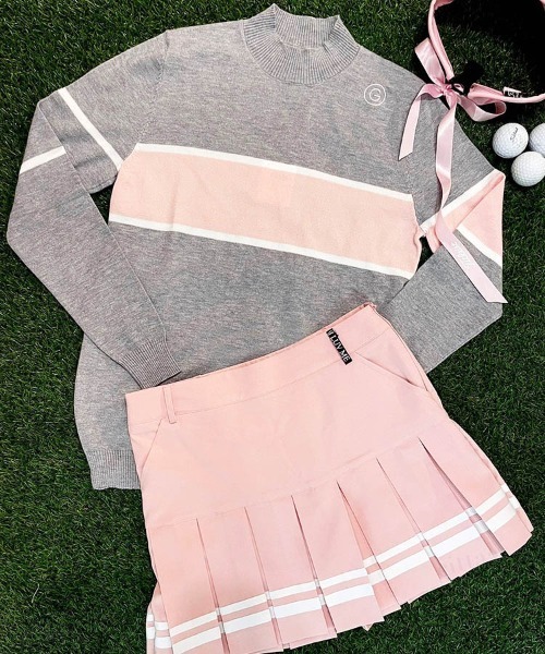 Dalfwin（ダールフィン）の「2022 AW 秋冬 韓国GOLF アシンメトリー配色ハイネックニット ゴルフウェア スポーツウェア（ニット/セーター・レディース・グレー/ブラック・FREE）」の19枚目の写真