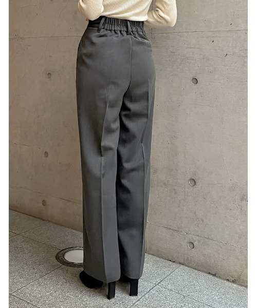 潤って暖かい裏微起毛リサイクルツータックワイドパンツ