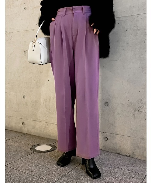 Re:EDIT（リエディ）の「[低身長/高身長/大きいサイズ有]裏微起毛ツータックワイドパンツ（その他パンツ・レディース・ラベンダー/オレンジ系その他/ブラック/アイボリー/チャコールグレー/ベージュ系・AM/AS/LARGE/TALL/MEDIUM/X-LARGE）」の20枚目の写真