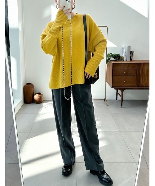 Re:EDIT（リエディ）の「[低身長/高身長/大きいサイズ有]裏微起毛ツータックワイドパンツ（その他パンツ・レディース・ラベンダー/オレンジ系その他/ブラック/アイボリー/チャコールグレー/ベージュ系・AM/AS/LARGE/TALL/MEDIUM/X-LARGE）」の21枚目の写真