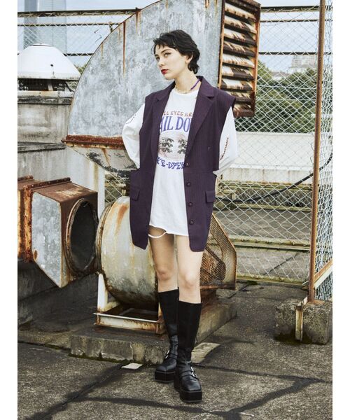 jouetie(ジュエティ)の「ダメージグランジロンT(Tシャツ/カットソー・レディース・ブルー/オフホワイト/ブラック・MEDIUM)」の18枚目の写真