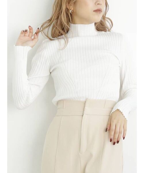 MURUA(ムルーア)の「ワイドリブタイトニット(ニット/セーター・レディース・アイボリー/ブラック/グリーン/ブルー・FREE)」の2枚目の写真