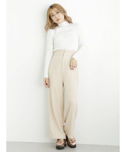 MURUA(ムルーア)の「ワイドリブタイトニット(ニット/セーター・レディース・アイボリー/ブラック/グリーン/ブルー・FREE)」の10枚目の写真