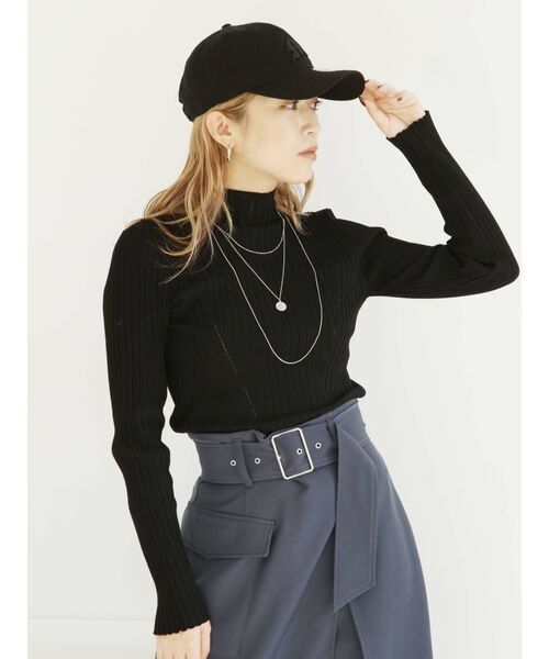 MURUA(ムルーア)の「ワイドリブタイトニット(ニット/セーター・レディース・アイボリー/ブラック/グリーン/ブルー・FREE)」の12枚目の写真