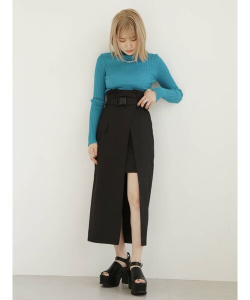 MURUA(ムルーア)の「ワイドリブタイトニット(ニット/セーター・レディース・アイボリー/ブラック/グリーン/ブルー・FREE)」の22枚目の写真