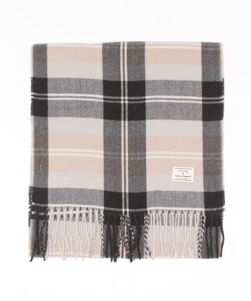 Samansa Mos2 blue（サマンサモスモスブルー）の「チェックマフラー（ストール/ショール・レディース・レッド/ベージュ/グレー/マスタード/チャコール・ﾌﾘ-）」の2枚目の写真