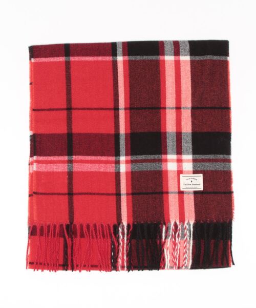 Samansa Mos2 blue（サマンサモスモスブルー）の「チェックマフラー（ストール/ショール・レディース・レッド/ベージュ/グレー/マスタード/チャコール・ﾌﾘ-）」の5枚目の写真