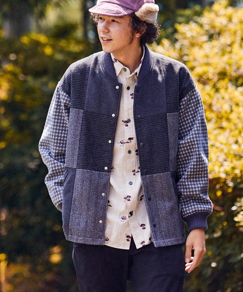 go slow caravan（ゴースローキャラバン）の「色々ウール パッチワークサーコート（ブルゾン・メンズ・ブラウン/グレー・MEDIUM/LARGE/X-LARGE）」の3枚目の写真