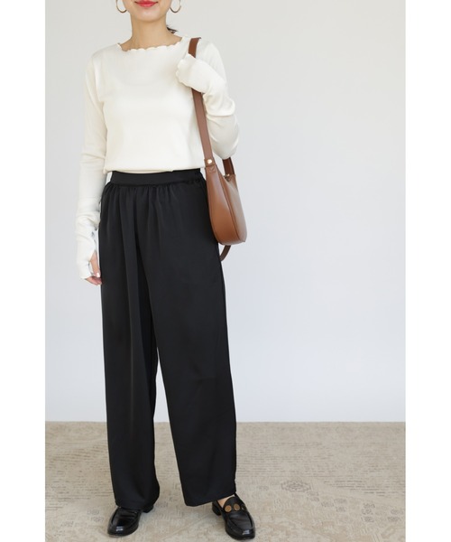 &. NOSTALGIA（アンドドットノスタルジア）の「【ZOZO限定】イージーサテンパンツ（その他パンツ・レディース・ブラック×ホワイト/ブラック・FREE）」の18枚目の写真