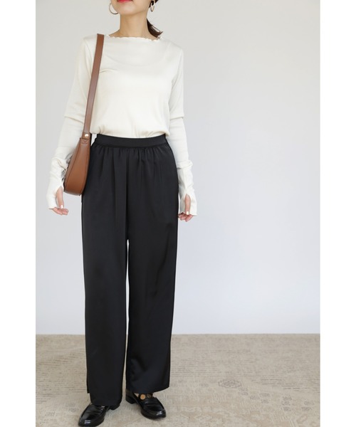 &. NOSTALGIA（アンドドットノスタルジア）の「【ZOZO限定】イージーサテンパンツ（その他パンツ・レディース・ブラック×ホワイト/ブラック・FREE）」の21枚目の写真