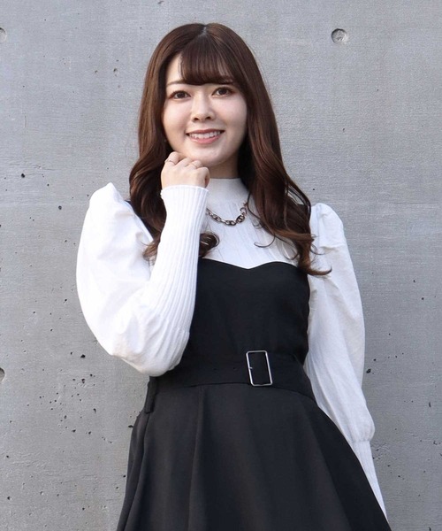 Crea titty&Co. PETIT(クレアティティーアンドコープチ)の「【Crea titty&Co.PETIT】フロントチェーンリブニット(Tシャツ/カットソー・レディース・アイボリー/ホワイト/ブラック・FREE)」の2枚目の写真