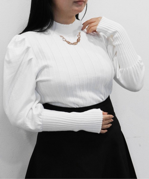 Crea titty&Co. PETIT(クレアティティーアンドコープチ)の「【Crea titty&Co.PETIT】フロントチェーンリブニット(Tシャツ/カットソー・レディース・アイボリー/ホワイト/ブラック・FREE)」の14枚目の写真