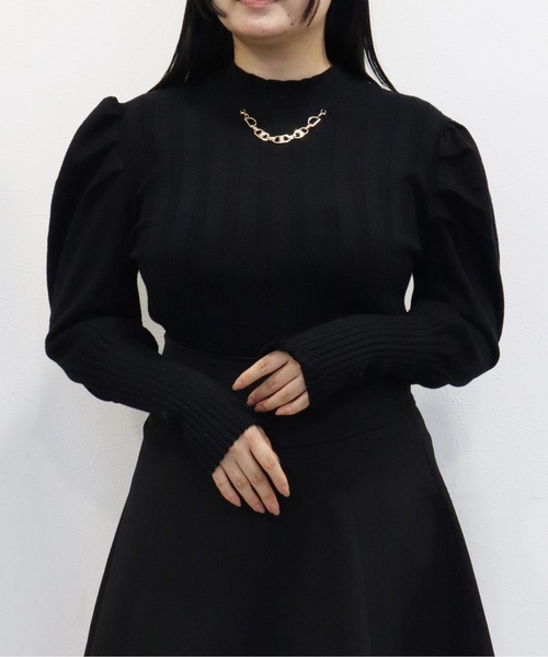 Crea titty&Co. PETIT(クレアティティーアンドコープチ)の「【Crea titty&Co.PETIT】フロントチェーンリブニット(Tシャツ/カットソー・レディース・アイボリー/ホワイト/ブラック・FREE)」の21枚目の写真