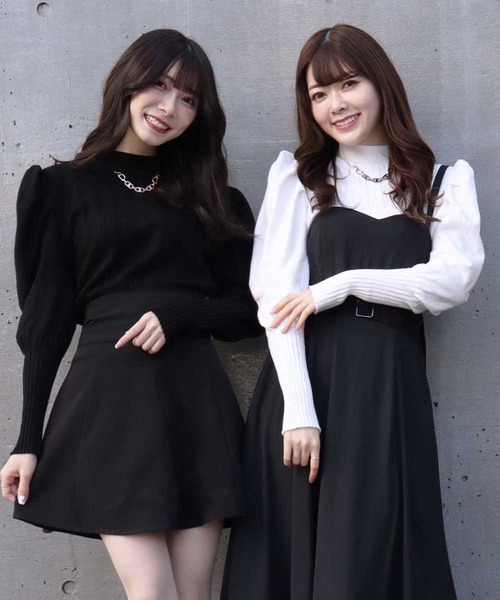 Crea titty&Co. PETIT(クレアティティーアンドコープチ)の「【Crea titty&Co.PETIT】フロントチェーンリブニット(Tシャツ/カットソー・レディース・アイボリー/ホワイト/ブラック・FREE)」の19枚目の写真