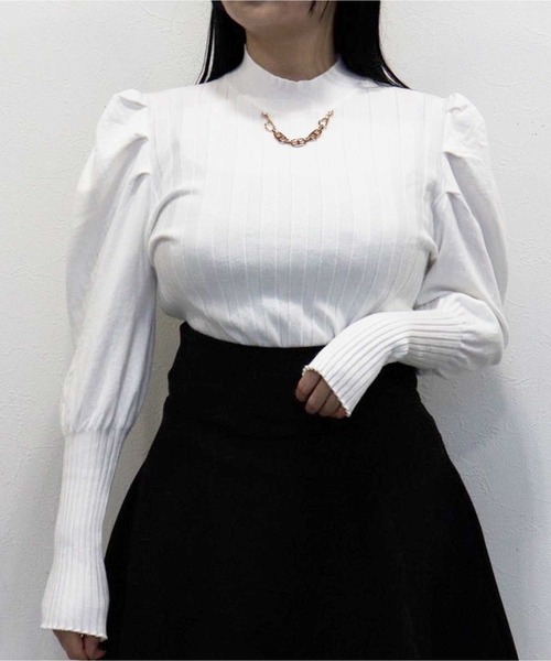 Crea titty&Co. PETIT(クレアティティーアンドコープチ)の「【Crea titty&Co.PETIT】フロントチェーンリブニット(Tシャツ/カットソー・レディース・アイボリー/ホワイト/ブラック・FREE)」の15枚目の写真
