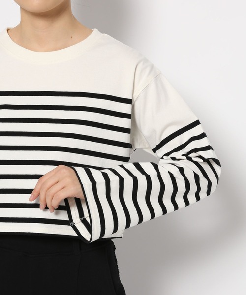 PAGEBOY（ページボーイ）の「パネルボーダーショートロンT（Tシャツ/カットソー・レディース・ブラック/ピンク/ラベンダー・FREE）」の4枚目の写真