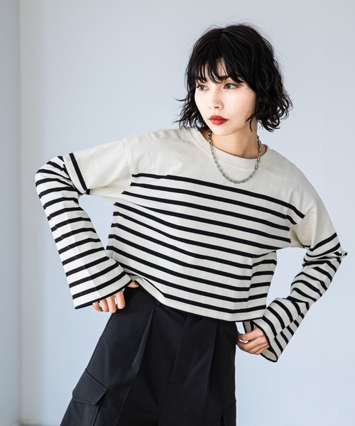 PAGEBOY（ページボーイ）の「パネルボーダーショートロンT（Tシャツ/カットソー・レディース・ブラック/ピンク/ラベンダー・FREE）」の17枚目の写真