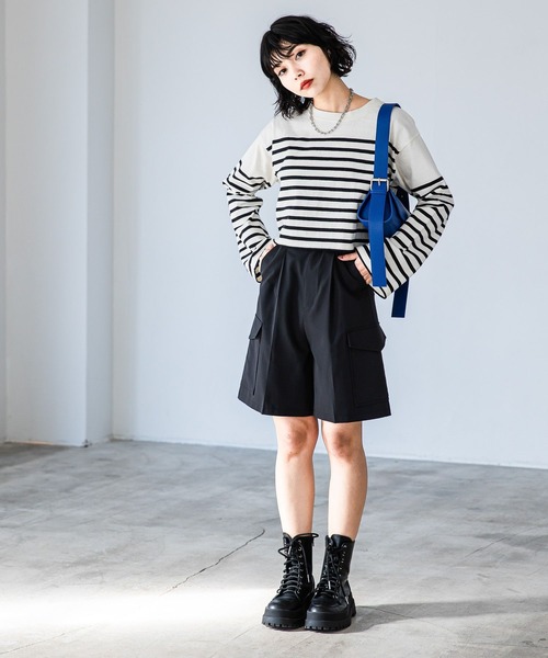 PAGEBOY（ページボーイ）の「パネルボーダーショートロンT（Tシャツ/カットソー・レディース・ブラック/ピンク/ラベンダー・FREE）」の10枚目の写真