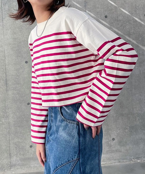 PAGEBOY（ページボーイ）の「パネルボーダーショートロンT（Tシャツ/カットソー・レディース・ブラック/ピンク/ラベンダー・FREE）」の21枚目の写真