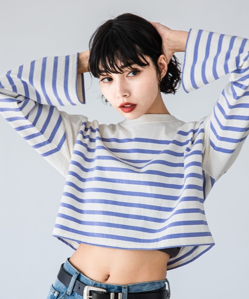 PAGEBOY（ページボーイ）の「パネルボーダーショートロンT（Tシャツ/カットソー・レディース・ブラック/ピンク/ラベンダー・FREE）」の12枚目の写真