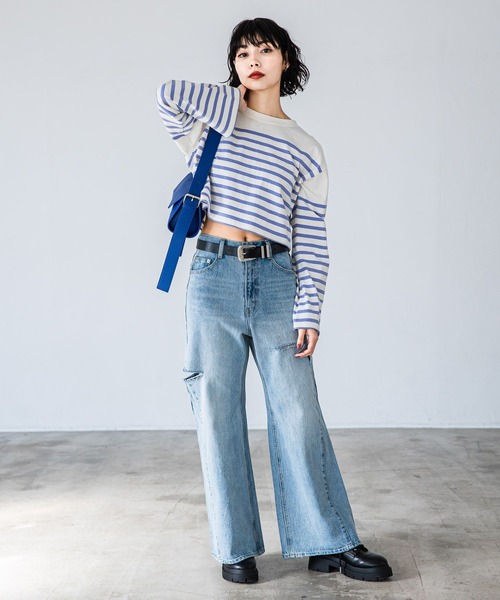 PAGEBOY（ページボーイ）の「パネルボーダーショートロンT（Tシャツ/カットソー・レディース・ブラック/ピンク/ラベンダー・FREE）」の18枚目の写真