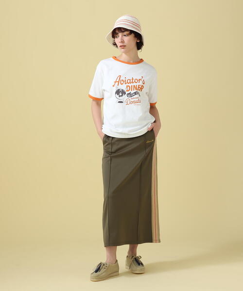 AVIREX(アヴィレックス)の「DONUT PRINT RINGER T-SHIRT/ ドーナツプリント リンガーTシャツ(Tシャツ/カットソー・レディース・オレンジ/ネイビー・FREE)」の17枚目の写真