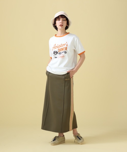 AVIREX(アヴィレックス)の「DONUT PRINT RINGER T-SHIRT/ ドーナツプリント リンガーTシャツ(Tシャツ/カットソー・レディース・オレンジ/ネイビー・FREE)」の4枚目の写真