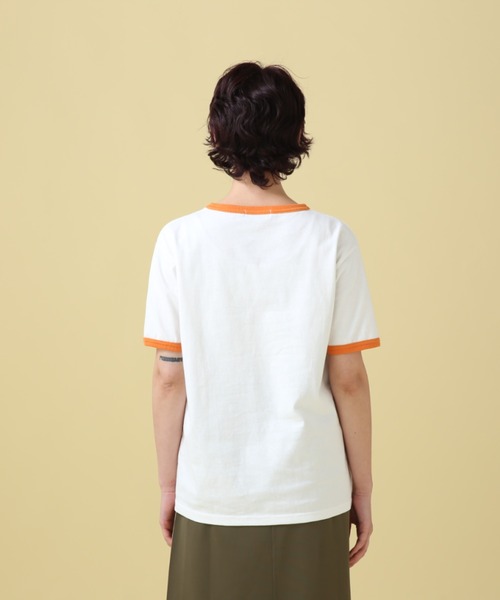 AVIREX(アヴィレックス)の「DONUT PRINT RINGER T-SHIRT/ ドーナツプリント リンガーTシャツ(Tシャツ/カットソー・レディース・オレンジ/ネイビー・FREE)」の6枚目の写真