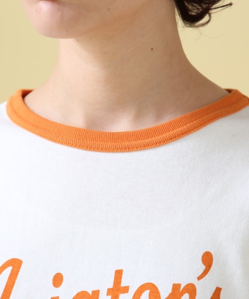 AVIREX(アヴィレックス)の「DONUT PRINT RINGER T-SHIRT/ ドーナツプリント リンガーTシャツ(Tシャツ/カットソー・レディース・オレンジ/ネイビー・FREE)」の7枚目の写真