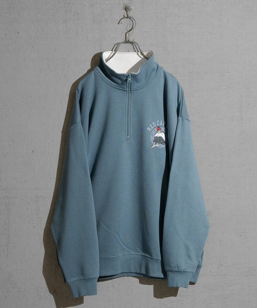 Red Cap Girl(レッドキャプガール)の「【a-r】〔新色追加〕〔Red Cap Girl/レッドキャップガール〕裏毛 ワンポイント刺繍 ハーフジッププルオーバー(スウェット・メンズ・ホワイト/ブラック/ブルー/アッシュグレー/ネイビー/ダークグレー/カーキ/アイボリー/オートミール/ダークグリーン/オレンジ・MEDIUM/LARGE/X-LARGE)」の10枚目の写真