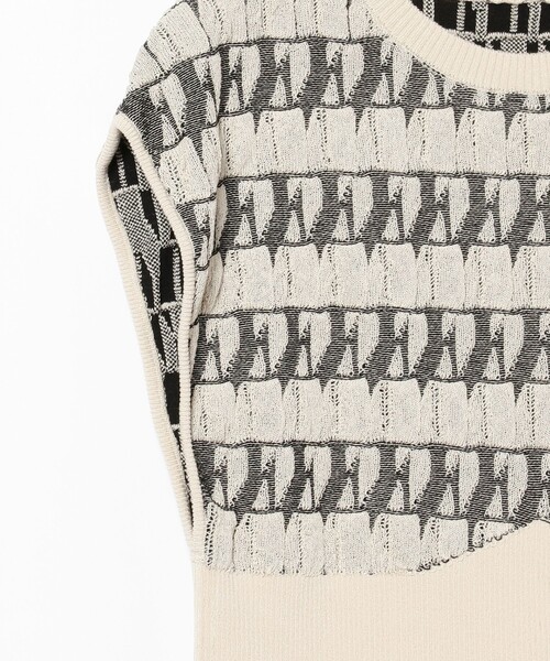 Ray BEAMS（レイビームス）の「RBS / フクレ ジャカード ノースリーブ（ニット/セーター・レディース・ライトブルー/ベージュ・ONE SIZE）」の11枚目の写真