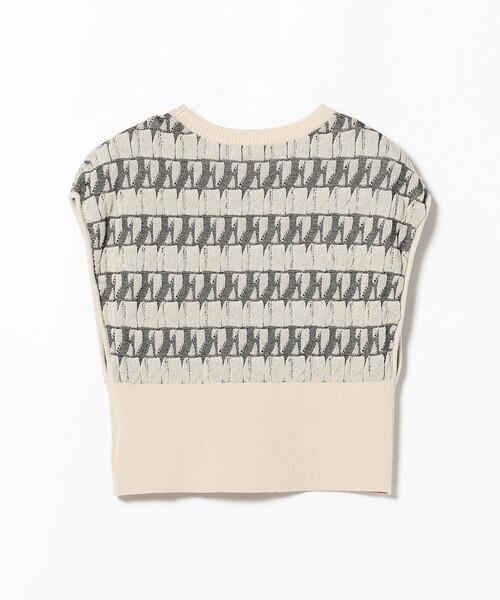Ray BEAMS（レイビームス）の「RBS / フクレ ジャカード ノースリーブ（ニット/セーター・レディース・ライトブルー/ベージュ・ONE SIZE）」の4枚目の写真