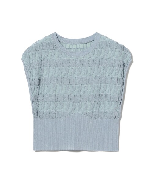 Ray BEAMS（レイビームス）の「RBS / フクレ ジャカード ノースリーブ（ニット/セーター・レディース・ライトブルー/ベージュ・ONE SIZE）」の13枚目の写真