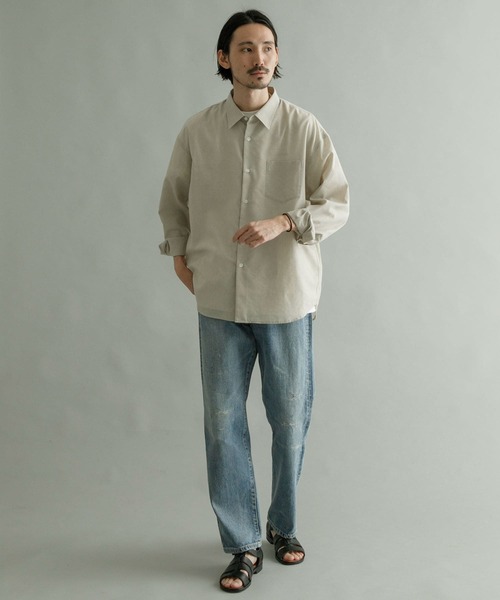 URBAN RESEARCH（アーバンリサーチ）の「Albiniリネンオーバーシャツ（シャツ/ブラウス・メンズ・ホワイト/オレンジ/ベージュ系その他/ブルー系その他・SMALL/MEDIUM/LARGE）」の10枚目の写真