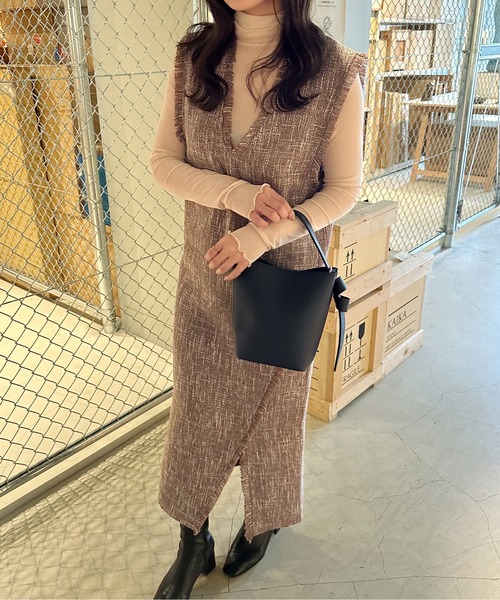 Ambre Ciel(アンブルシエル)の「ツイードサイドスリットワンピース/【WEB/EC限定商品】(ワンピース・レディース・アイボリー/ダークブラウン/ベージュ・FREE)」の15枚目の写真