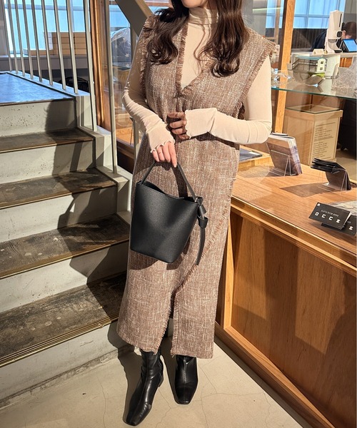 Ambre Ciel(アンブルシエル)の「ツイードサイドスリットワンピース/【WEB/EC限定商品】(ワンピース・レディース・アイボリー/ダークブラウン/ベージュ・FREE)」の17枚目の写真