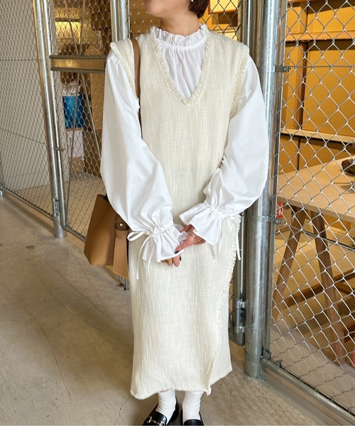 Ambre Ciel(アンブルシエル)の「ツイードサイドスリットワンピース/【WEB/EC限定商品】(ワンピース・レディース・アイボリー/ダークブラウン/ベージュ・FREE)」の7枚目の写真