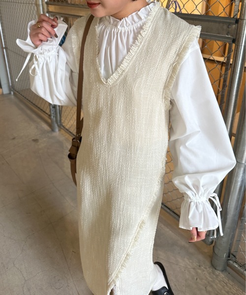 Ambre Ciel(アンブルシエル)の「ツイードサイドスリットワンピース/【WEB/EC限定商品】(ワンピース・レディース・アイボリー/ダークブラウン/ベージュ・FREE)」の8枚目の写真