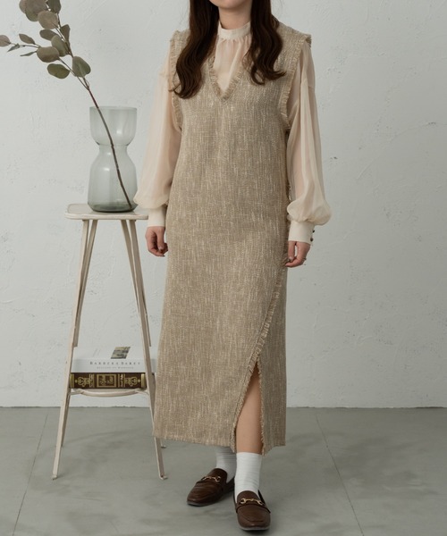 Ambre Ciel(アンブルシエル)の「ツイードサイドスリットワンピース/【WEB/EC限定商品】(ワンピース・レディース・アイボリー/ダークブラウン/ベージュ・FREE)」の21枚目の写真