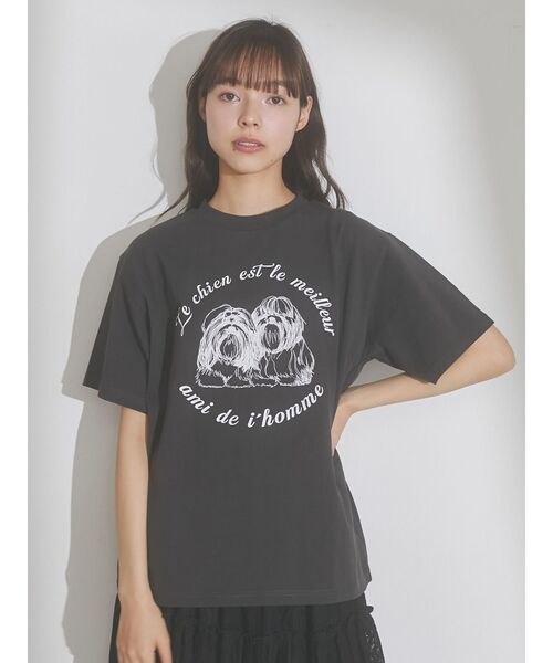 merry jenny（メリージェニー）の「Shih Tzu Tee（Tシャツ/カットソー・レディース・チャコールグレー/ブルー/オフホワイト・FREE）」の4枚目の写真