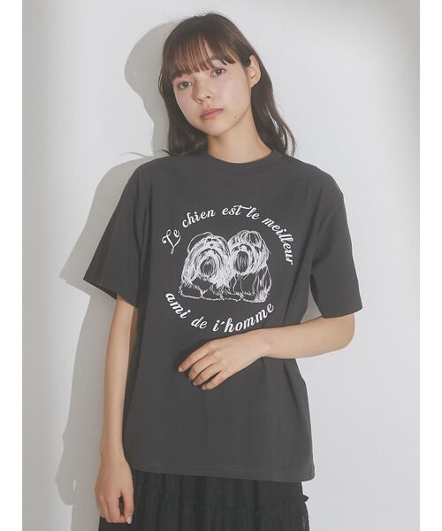 merry jenny（メリージェニー）の「Shih Tzu Tee（Tシャツ/カットソー・レディース・チャコールグレー/ブルー/オフホワイト・FREE）」の8枚目の写真