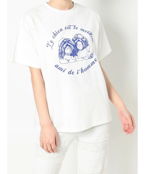 merry jenny（メリージェニー）の「Shih Tzu Tee（Tシャツ/カットソー・レディース・チャコールグレー/ブルー/オフホワイト・FREE）」の2枚目の写真