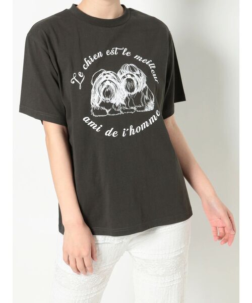 merry jenny（メリージェニー）の「Shih Tzu Tee（Tシャツ/カットソー・レディース・チャコールグレー/ブルー/オフホワイト・FREE）」の3枚目の写真