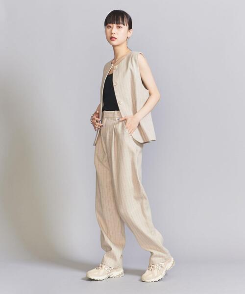 25SS BEAUTY&YOUTH タック カーブパンツ セール】【再入荷】【低身長/高身長サイズ有】カーブパンツ