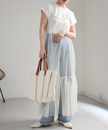 ap retro（アプレトロ）の「【選べる】裾切替フレアキャミワンピース　チュール / フラワーレース（ワンピース）」