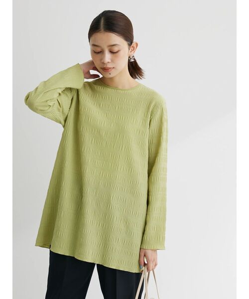 Green　Parks（グリーンパークス）の「ワッシャーデザインブラウス（シャツ/ブラウス・レディース・オフホワイト/グリーン/ブラック・FREE）」の4枚目の写真