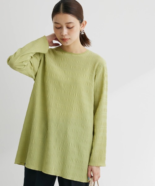 Green　Parks（グリーンパークス）の「ワッシャーデザインブラウス（シャツ/ブラウス・レディース・オフホワイト/グリーン/ブラック・FREE）」の3枚目の写真